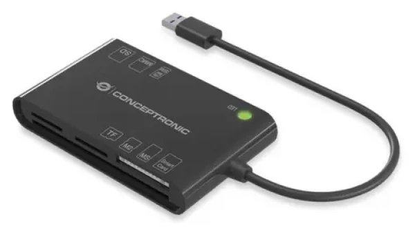 Conceptronic černá / Čtečka paměťových karet / USB-A 3.2 Gen 1 / 7v1 / SD, microSD, MMC, SIM (BIAN01B)