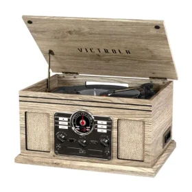 Victrola VTA-200B béžová / Gramofon s rádiem CD MC mechanikou / 33 45 78 / FM / BT / RCA / repro (100002201623)