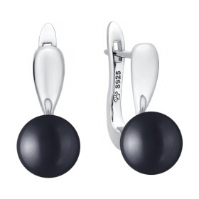 Stříbrné náušnice s černou 8.5-9 mm perlou Bianca, stříbro 925/1000, Černá