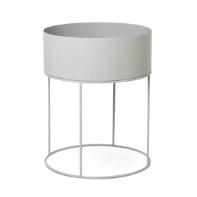 Ferm Living Kulatý stojan na květiny Plant Box Light Grey, šedá barva, kov