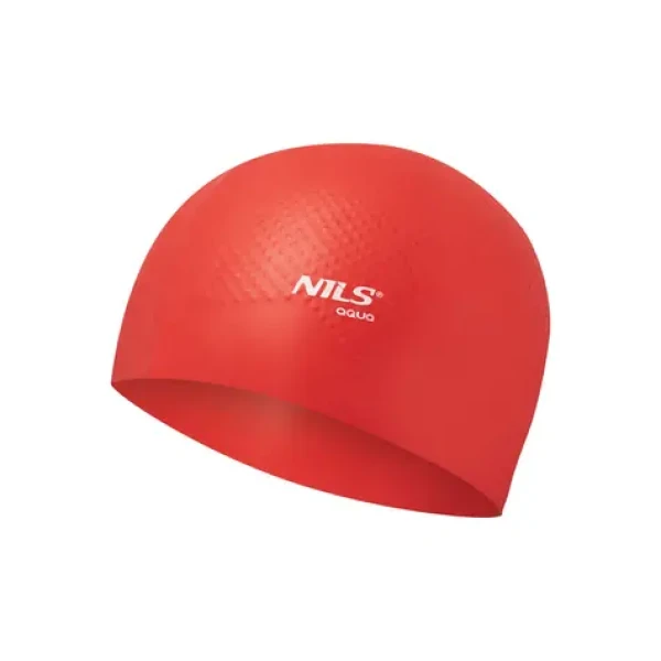 NILS Aqua NQC Dots Silikonová čepice červená (5907695531411)