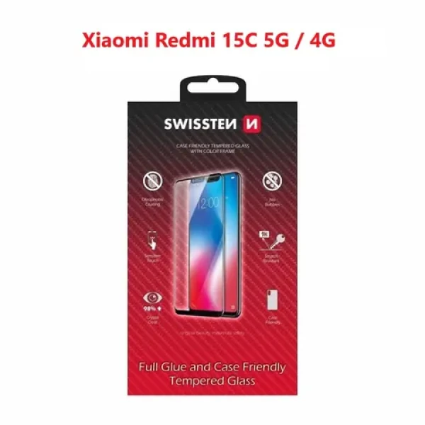 SWISSTEN FULL GLUE COLOR FRAME CASE FRIENDLY sklo pro Xiaomi Redmi 15C 5G/4G černá (54501885)