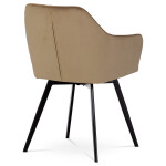 Jídelní židle, potah cappuccino sametová látka, kovové nohy, černý matný lak