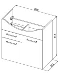 HOPA - Skříňka s umyvadlem RINO 75/85 - Rozměr A - 82.5 cm, Rozměr B - 34.1 cm, Rozměr C - 71.5 cm OLNRINO285+OLKE6085