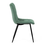 Židle jídelní, zelená látka, černé kovové nohy