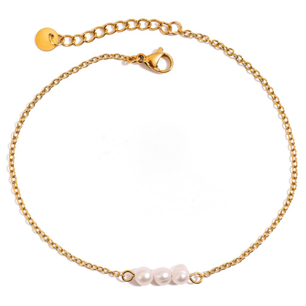 ELENYS Pearl Trio – pozlacený náramek 18K žluté zlato Délka náramku: 21+3 cm / max. 24 cm