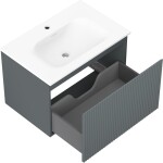MEXEN/S - Rivel koupelnová skříňka 70 cm s umyvadlem Vela, 1 šuplík, reliéf , grafit mat/bílá mat 91A20-07047-1-BF66-W23M01