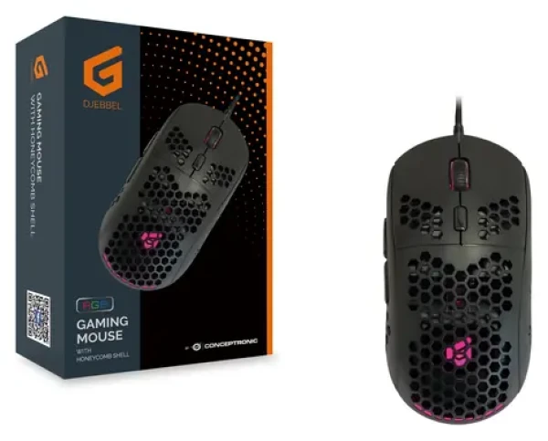 Conceptronic DJEBBEL černá / Herní myš / USB-A / 6400 DPI / 6 tlačítek / RGB LED (DJEBBEL04B)