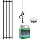 CERANO Koupelnový elektrický radiátorový set Bertini - WIFI - 300W - černá matná - 1400x351 mm