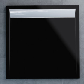 SanSwiss WIQ 090 50 154 Sprchová vanička čtvercová 90×90 cm černá, kryt aluchromový, skládá se z WIQ 090 154 a BWI 090 50 154