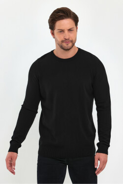 Lafaba Men's Black Crew Neck Basic Knitwear Sweater