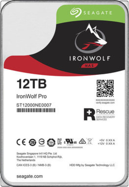 SEAGATE IronWolf Pro 12TB / HDD / 3.5 SATA III / 7 200 rpm / 256MB cache / 5y (ST12000NE0008)