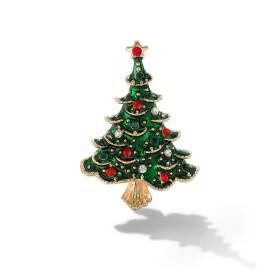 Vánoční brož se zirkony Christmas Tree 4 - vánoční stromeček, Barevná/více barev