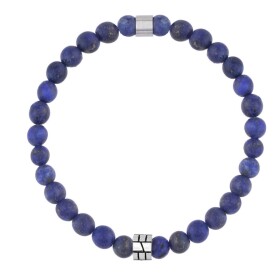 Pánský náramek Gabriel - 6 mm Lapis Lazuli, chirurgická ocel, 21 cm Modrá