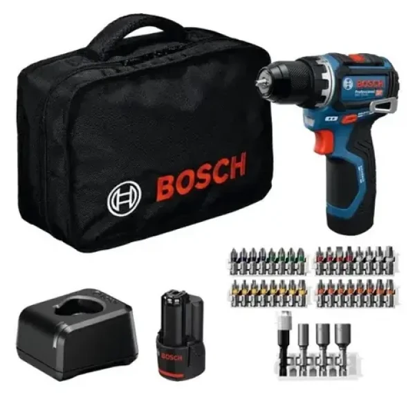 Bosch GSR 12V-32 Professional modrá/černá / Aku vrtací šroubovák / 12V / 32 Nm / 2x aku 2,0 Ah / taška (06019N7004)