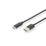 Digitus USB kabel USB 2.0 USB-C ® zástrčka, USB-A zástrčka 3.00 m černá dvoužilový stíněný, oboustranně zapojitelná zástrčka AK-300148-030-S