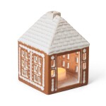 KÄHLER Porcelánový svícen Gingerbread Lighthouse Small, hnědá barva, porcelán