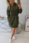 Dámské šaty s kapucí 68470 Khaki zelená - K-Fashion UNI khaki-tm.Zelená