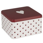 Ib Laursen Plechová dóza Hearts Square, červená barva, kov