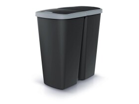 Koš odpadkový COMPACTA Q DUO černá se světle šedým víkem 45l