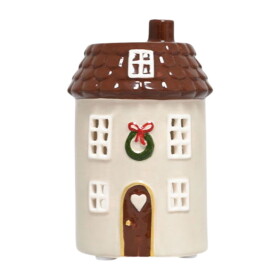 Det Gamle Apotek Keramický svícen Joyful Christmas Beige, béžová barva, keramika