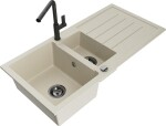 MEXEN - Andres granitový dřez s odkapávačem včetně baterie Flora, béžová 6515-69-670401-70-B
