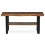 Stůl konferenční, 120x60x55 cm, MDF deska, dekor staré dřevo, kov, police, černý lak