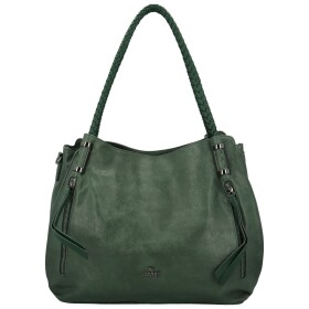 Módní dámská koženková kabelka na rameno Coveri Stipe, tmavě zelená