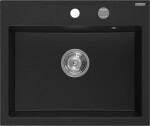 MEXEN - Oscar granitový dřez 580 x 490 mm, černá, sifon chrom 6519581000-77