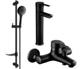 MEXEN/S - Lua DF74 SET vanová a umyvadlová baterie, černá 72813DF74-70