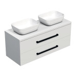 Koupelnová skříňka s černou úchytkou a krycí deskou SAT Cube Way 120x71x46 cm bílá lesk CUBE46C1203BISAT45 CUBE46C1203BISAT45