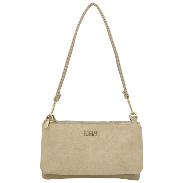 Stylová dámská semišová kabelka na rameno Amanda, tmavě béžová