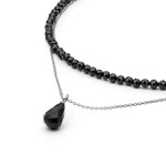 Luxusní náhrdelník Sabelina - onyx, spinel, stříbro 925/1000, Černá 38 cm + 7 cm (prodloužení)
