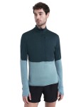 ICEBREAKER Mens Merino 200 Realfleece™ Descender LS Half Zip, Fathom Green/Cloud Ray/Cb (vzorek) velikost: M