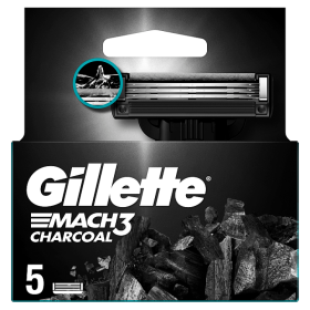 Gillette Mach3 Charcoal Náhradní hlavice do holicího strojku Pro Muže, , 5 Náhradní Holicí Hlavice