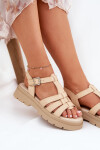 Eko Kožené Sandály Dámské Na Platformě Béžové Nendales 41