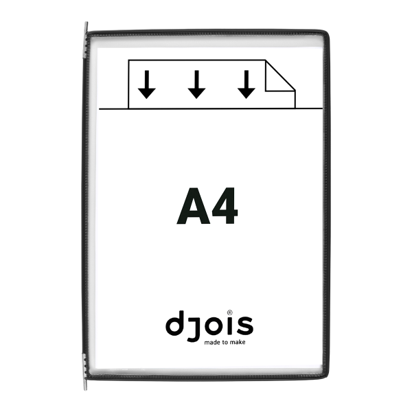 Djois závěsný rámeček kapsou, A4, otevřený shora, černé, 10 ks