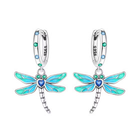 Stříbrné náušnice Vážka - stříbro 925/1000, Stříbrná