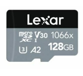 Lexar Professional 1066x Silver microSDXC 128GB + adaptér / čtení: 160MBs / Zápis: 120MBs / UHS-I U3 / A2 / Class 10 (LMS1066128G-BNANG)