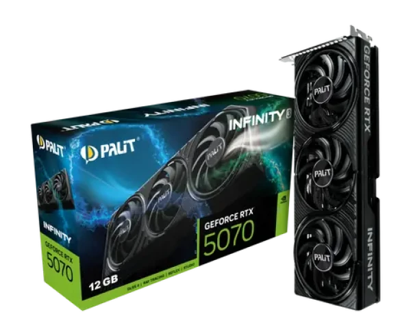 Palit GeForce RTX 5070 Infinity 3 12GB / 2512MHZ / 12GB GDDR7 / 192-bit / 1x HDMI + 3x DP / 650W (16) (NE75070019K9-GB2050S)