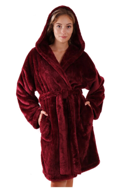 Dámský župan Lilly extra s kapucí 3/4 3320 3651 Vínová - Vestis vínová L-XL