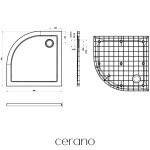 CERANO - Sprchová vanička čtvrtkruhová Brio - SMC/minerální kompozit - strukturovaná bílá - 90x90x4 CER-679498