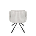 Židle jídelní, krémová manšestrová látka, 360° vratný mechanismus, černý kov