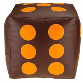 FRONTI Dětský taburet KOSTKA 35 cm - čokoláda + oranžová