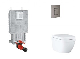 GROHE - Uniset Set předstěnové instalace, klozetu, sedátka SoftClose a tlačítka Skate Cosmopolitan, Triple Vortex, kartáčovaný Hard Graphite SANI15BB5105