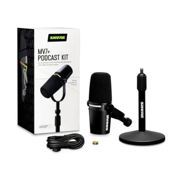 Shure MV7+-K-BNDL černá / Dynamický mikrofon / XLR / USB-C / 50 - 16000 Hz (010-03-669)