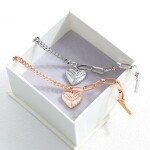 Ocelový náramek Andělská křídla Gold - srdce, chirurgická ocel, Zlatá 18,5 cm