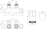 MEXEN/S - G05 úhlová termostatická souprava pro radiátor, Duplex, DN50, černá W907-958-70