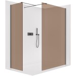 CERANO Sprchová zástěna Walk-in Onyx T L/P - 8 mm - hranatá vzpěra - černá matná, bronzové sklo - 130x110x200 cm