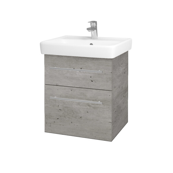 Dřevojas - Umyvadlová skříňka Q MAX SZZ2 55 - D01 Beton / Úchytka T02 / D01 Beton 67512B